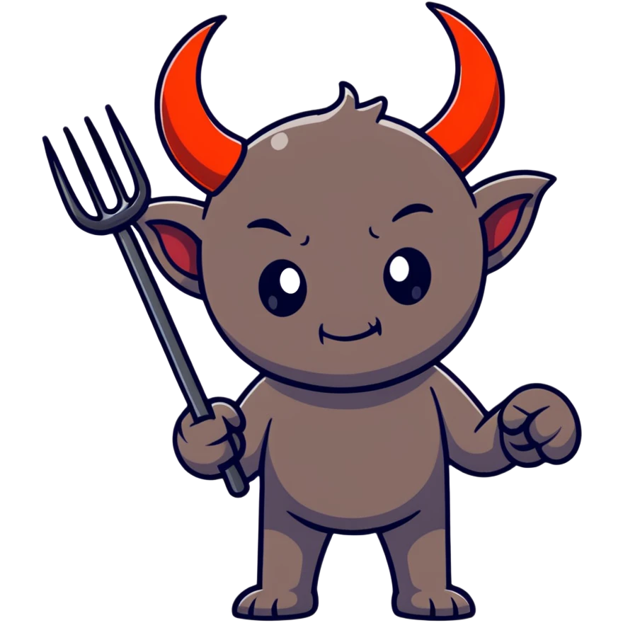 cute little demon with pitchfork emoji