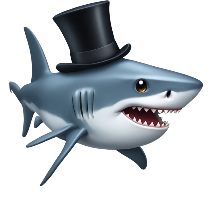 Shark with a top hat emoji