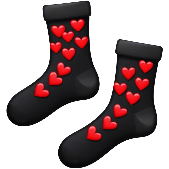 black socks with hearts emoji