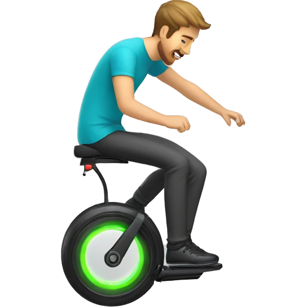 man riding electric unicycle monowheel emoji