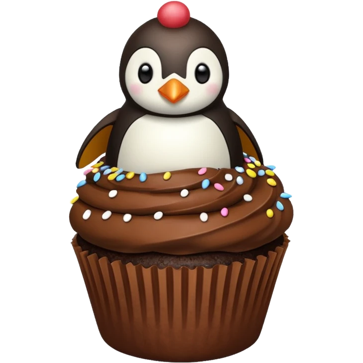 Um cupcake pinguim emoji