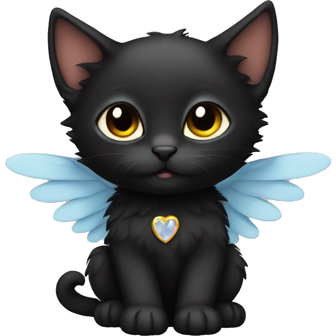 Black kitten with wings emoji