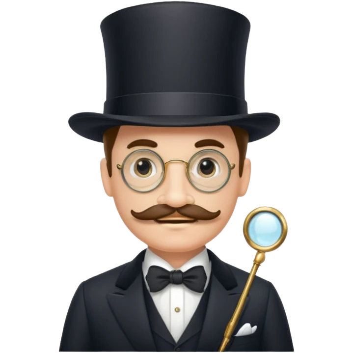 A gentleman of the high society with a moustach, a monocle, an elegant hat being super elitist emoji
