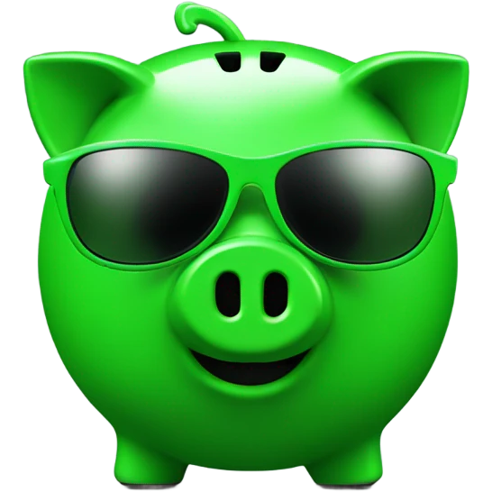 green piggybank with green sunglasses emoji