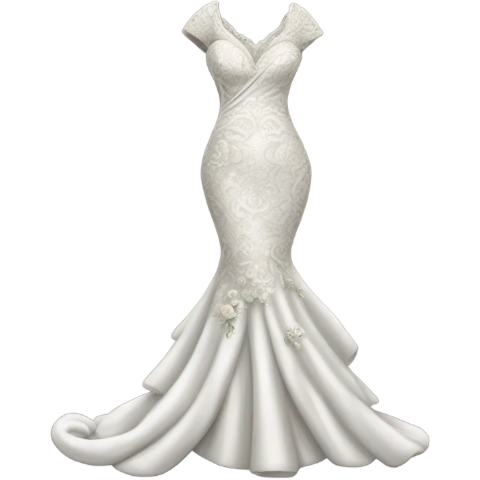 Hyper Realistic ornate Wedding dress displays fish tail emoji