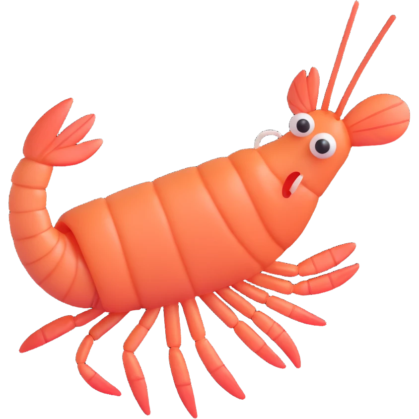 realistic shrimp, 3D emoji style emoji