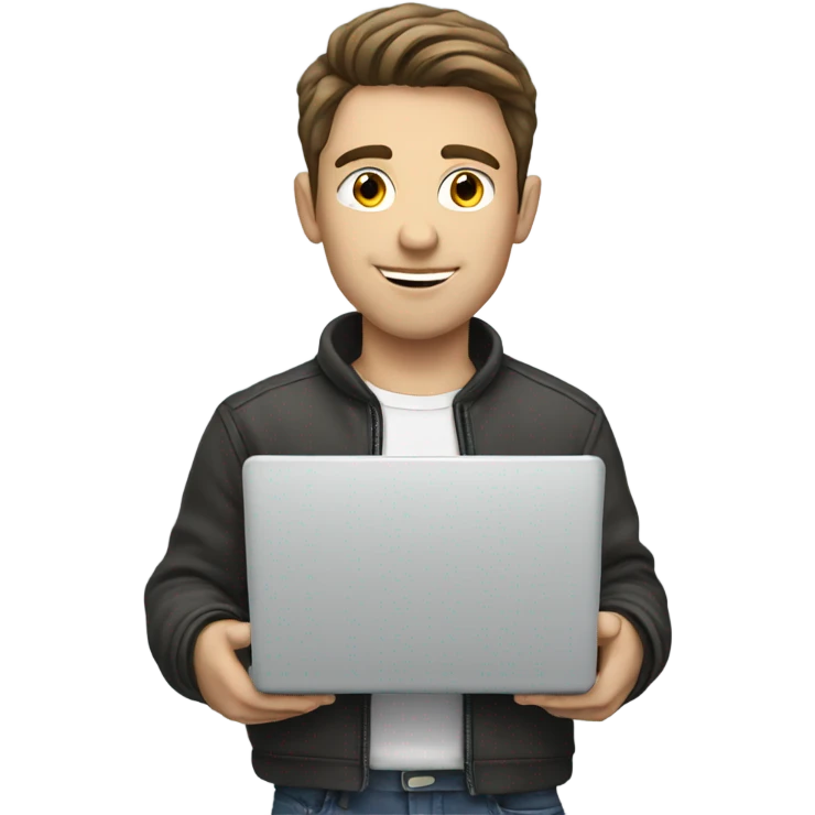 white brunette guy with a laptop emoji