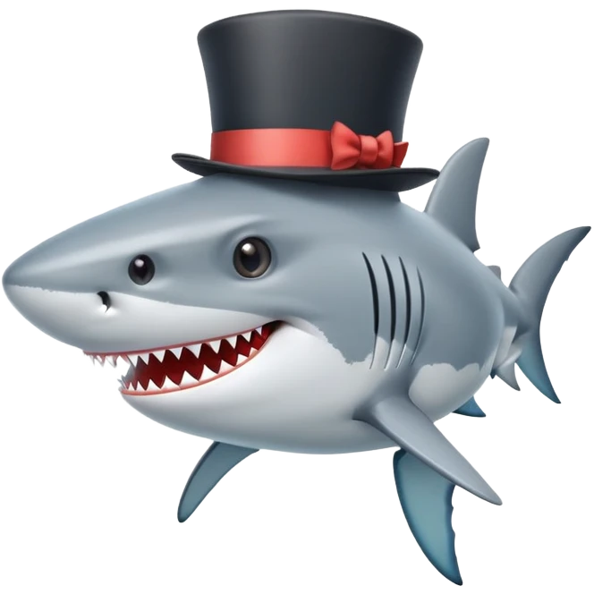 Shark with a top hat emoji
