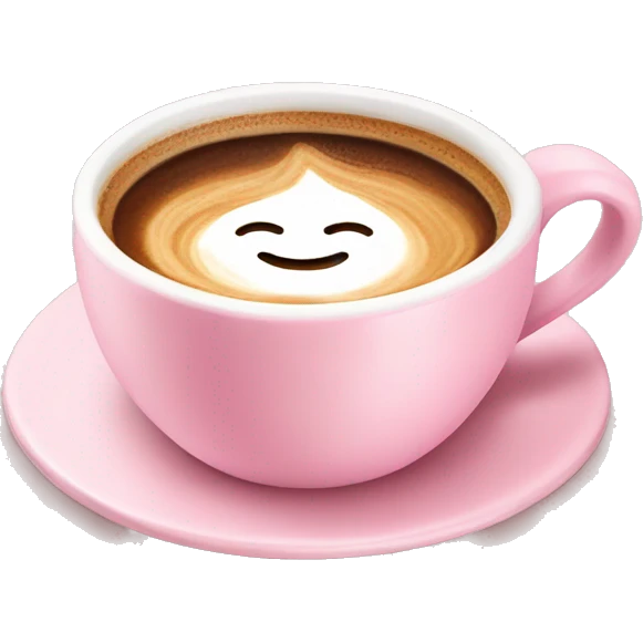Baby pink coffee cup with coffee with bow shaped latte art emoji