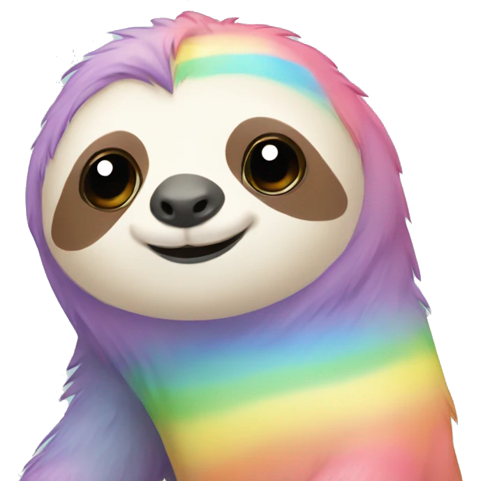 Kawaii rainbow pastel sloth emoji