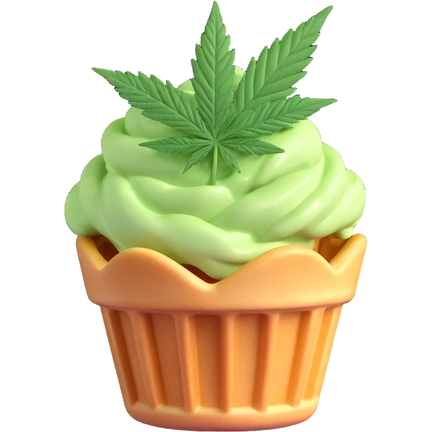 colorful gelato in a waffle cup with cannabis leaf emoji