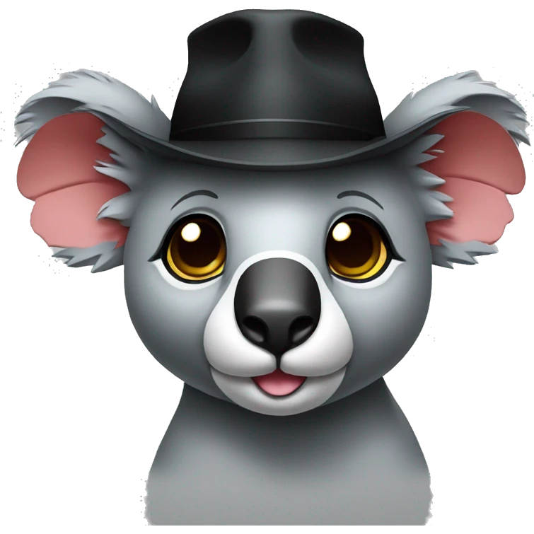 iPhone emoji koala only head with black hat,  emoji