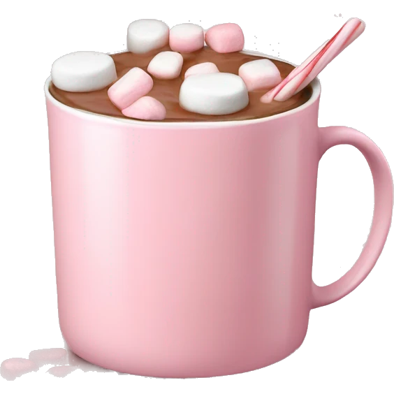 Light Pink mug of hot chocolate with marshmallows  emoji