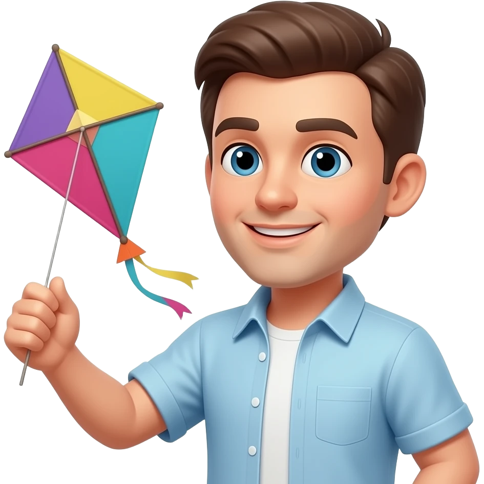 man holding kite closeup emoji