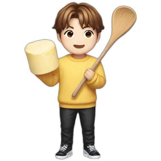 Emoji of Jungkook from bts holding a stick of butter emoji