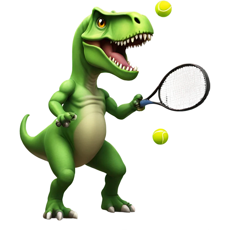 T. rex playing tennis with arm looking mean  emoji