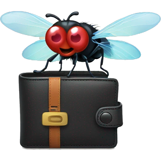 Fly flying out of wallet emoji