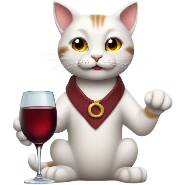 smug looking cat drinking a glass of wine emoji