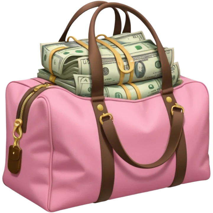  a pink duffle bag filled to the brim with cash emoji