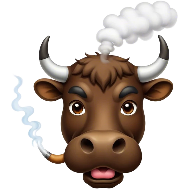Bull face blowing smoke thru nose emoji
