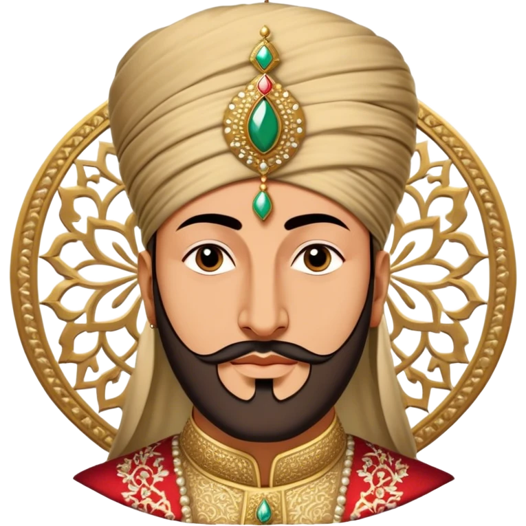 Suleiman the Magnificent – Cinematic Realistic Portrait of Suleiman the Magnificent, depicted as a regal Ottoman sultan in luxurious traditional attire with intricate patterns and a golden turban, his commanding gaze illuminated by warm, historic lighting, exuding majestic authority and timeless grandeur. emoji