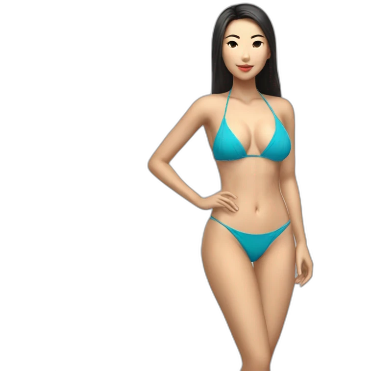 Sexy soft-fit wasian woman bikini (beach body) (full body) emoji