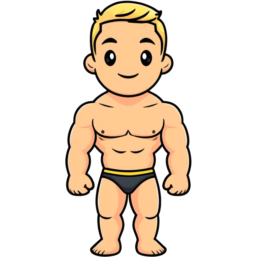 Muscular Caucasian gay man wearing a bikini emoji