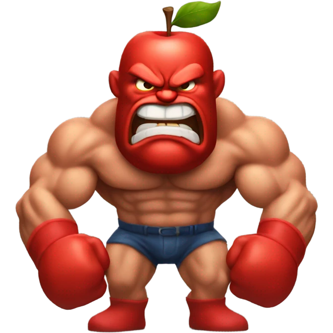 Very Muscular angry red apple man emoji