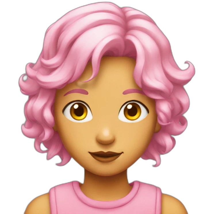 Mina is a teenage girl with pink skin, yellow eyes, and short pink hair with yellow antennae. emoji