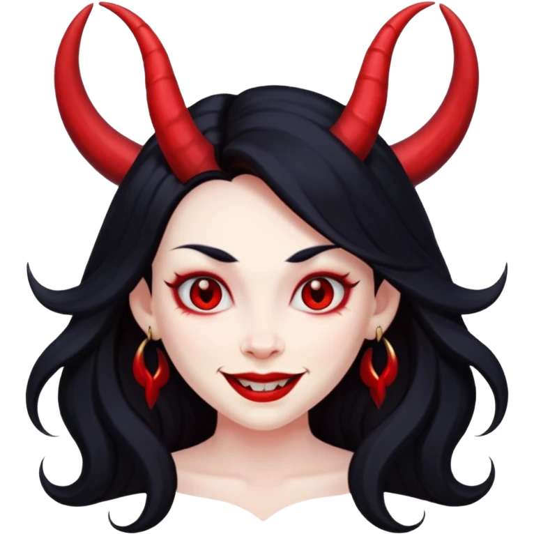 red voman devil  long hair emoji