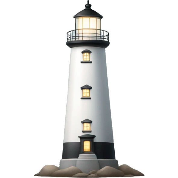 white lighthouse shining light emoji
