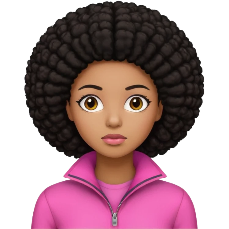 mulher afro americana trabalhando, com cabelo preto e roupa rosa  emoji