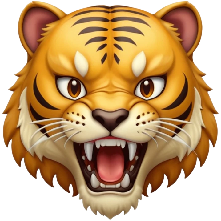 Create a Sabertooth Tiger roaring, make it fierce emoji