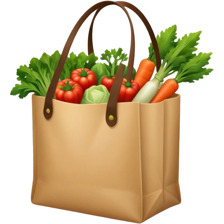 groceries in a bag with vegetables emoji
