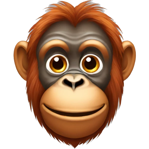 Orangutan face, softly smiling and looking down emoji