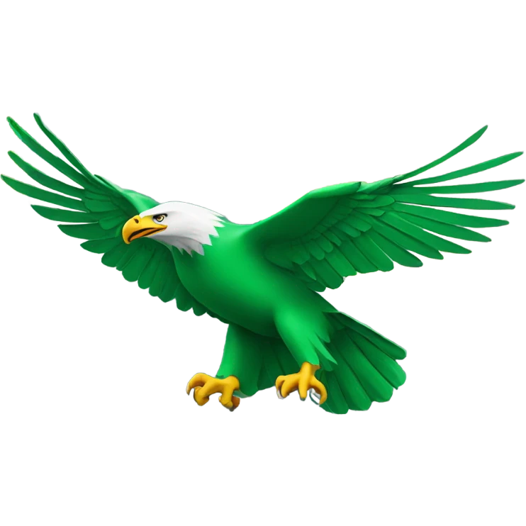 Green eagle flying into building emoji