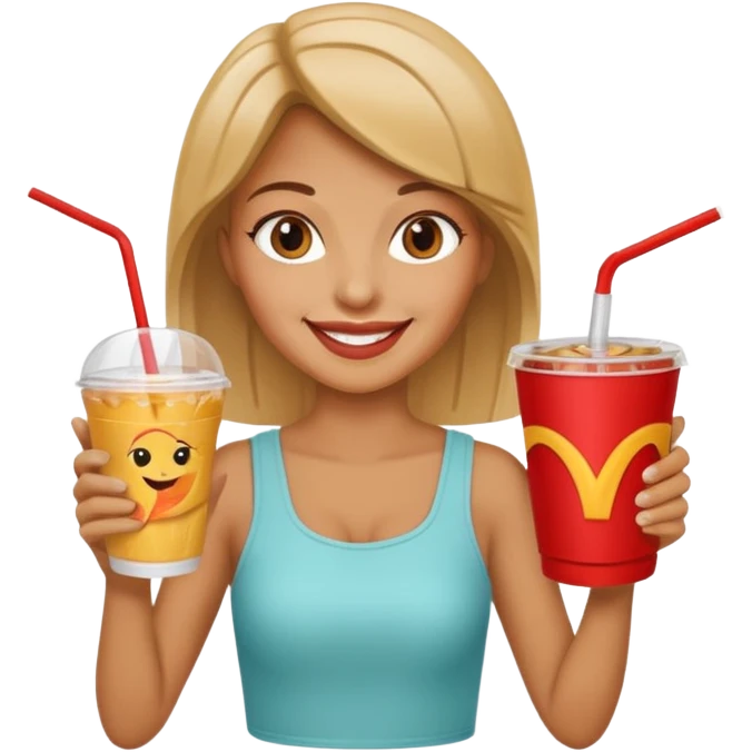a woman holding fastfood drink emoji