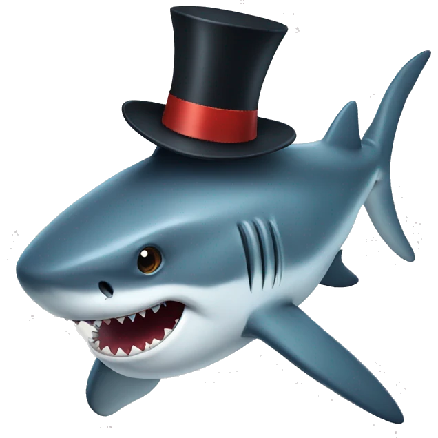 Shark with a top hat emoji