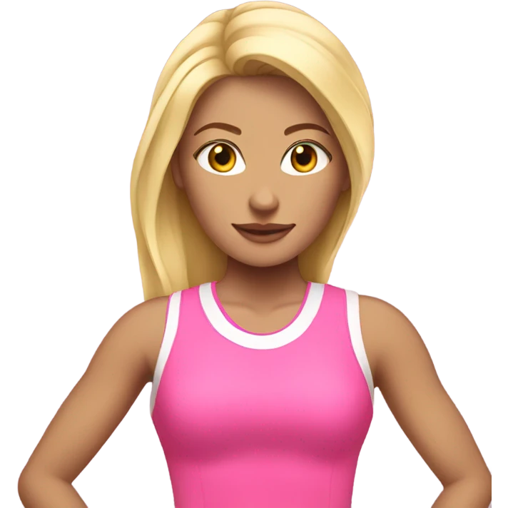 Blonde gym girl in pink emoji