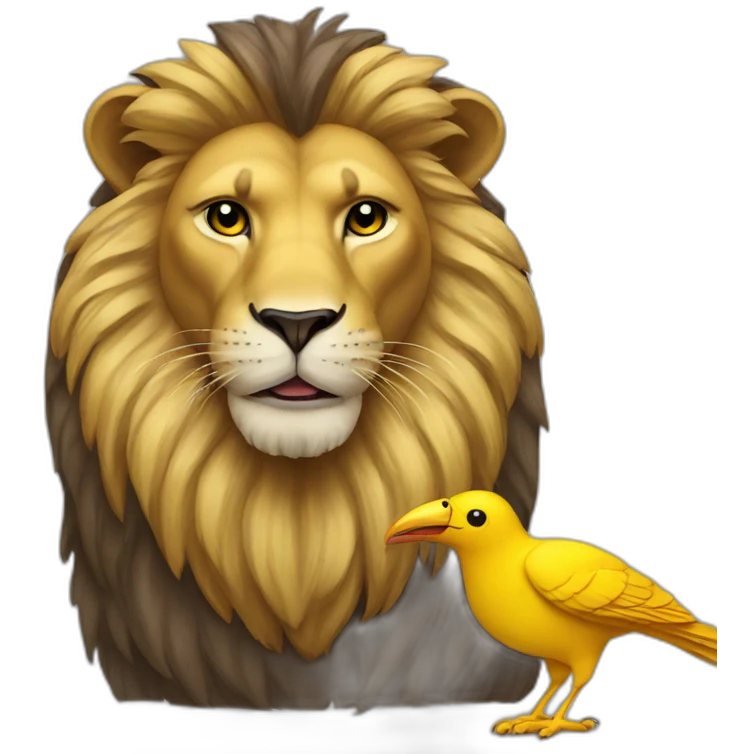 lion eating a yellow bird emoji