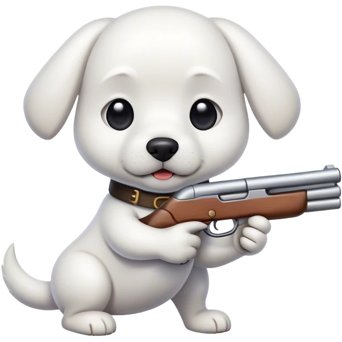 white dog with shotgun emoji
