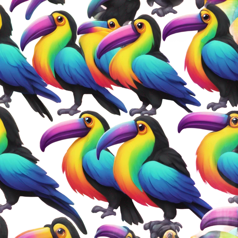 Lisa frank toucan with rainbow beak and feathers emoji