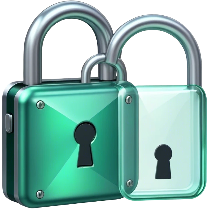 Holographic and glassmorphic dark green lock emoji