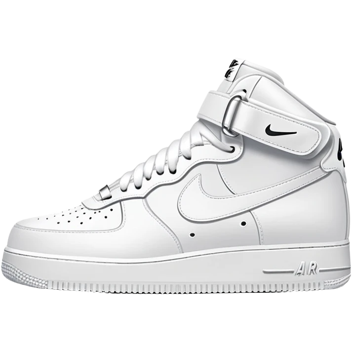 A pair of completely white Nike Air Force 1 sneakers positioned one behind the other, clean design with Nike swoosh emoji