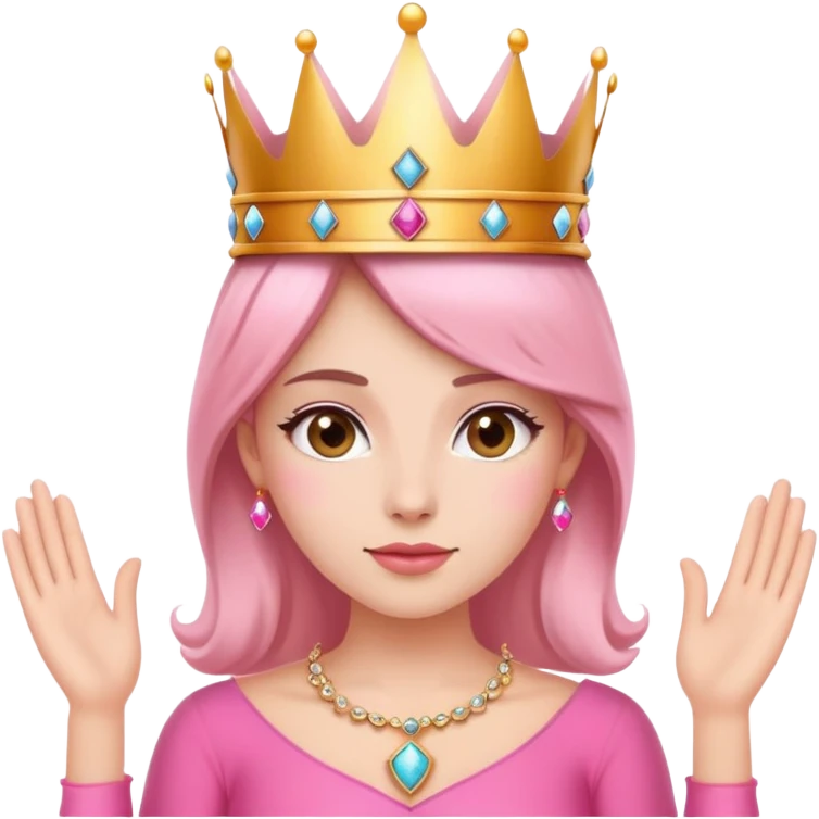 Attractive woman with crown on her head and pink outfit  emoji