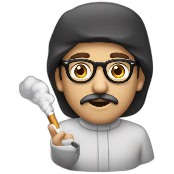 Un arabe chauve avec des petites lunettes en train de fumé un cigare emoji