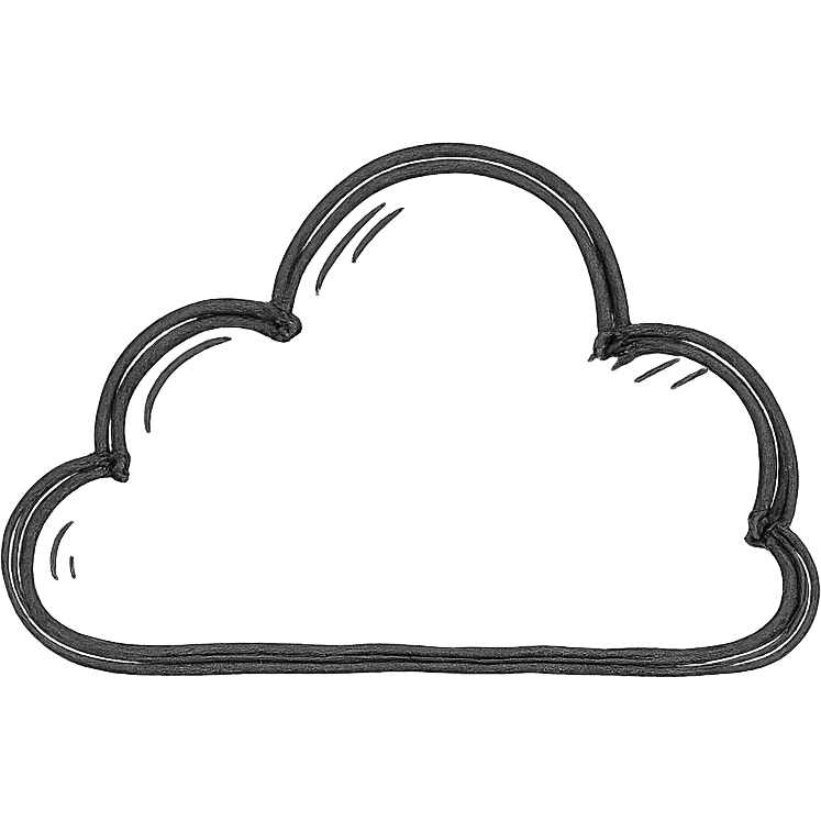 hand drawn outlined icon of a cloud, no fill emoji