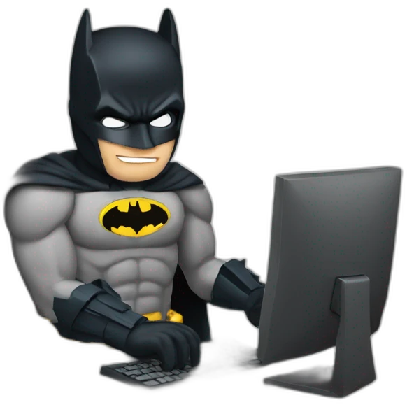 Batman using computer emoji