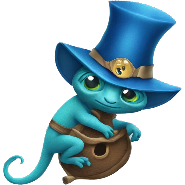 a cameleon in a blue sorcerer disguise  emoji