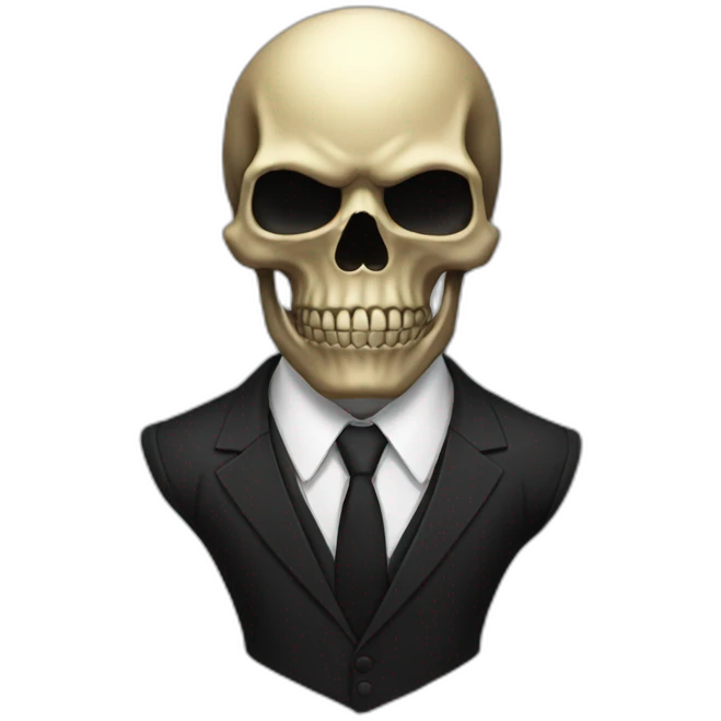 black skull in a suit only black from the voice of tears silver emoji